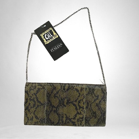 CHI by FALCHI Snake Shoulder Bag/ Clutch with Silvertone Chain Strap NWT - Picture 3 of 8